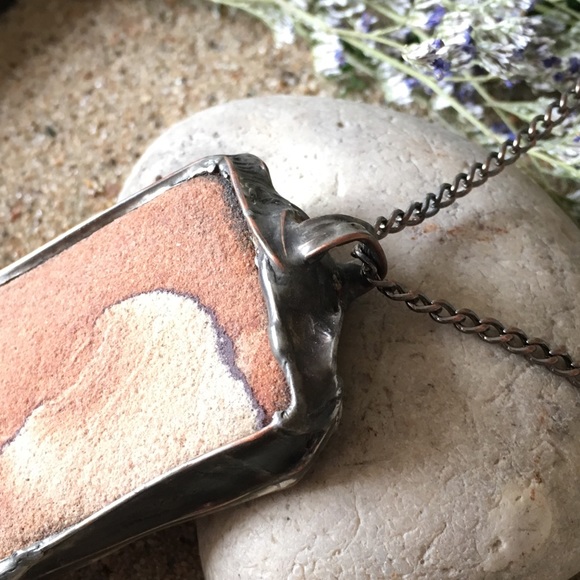 Handcrafted Sandstone Necklace, Handmade Necklace. - Picture 7 of 8